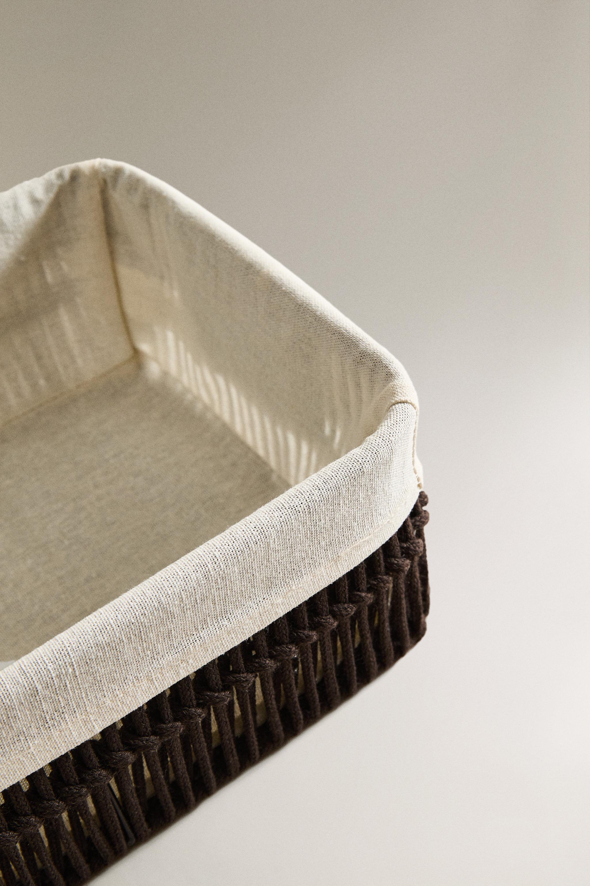 RECTANGULAR COTTON-LINED BASKET